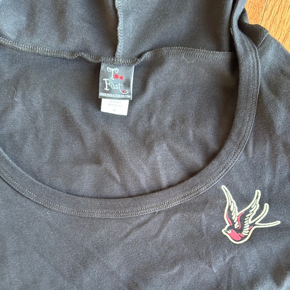 Too Fast Black Hooded Dress with Bird and Anchor - Picture 2 of 6